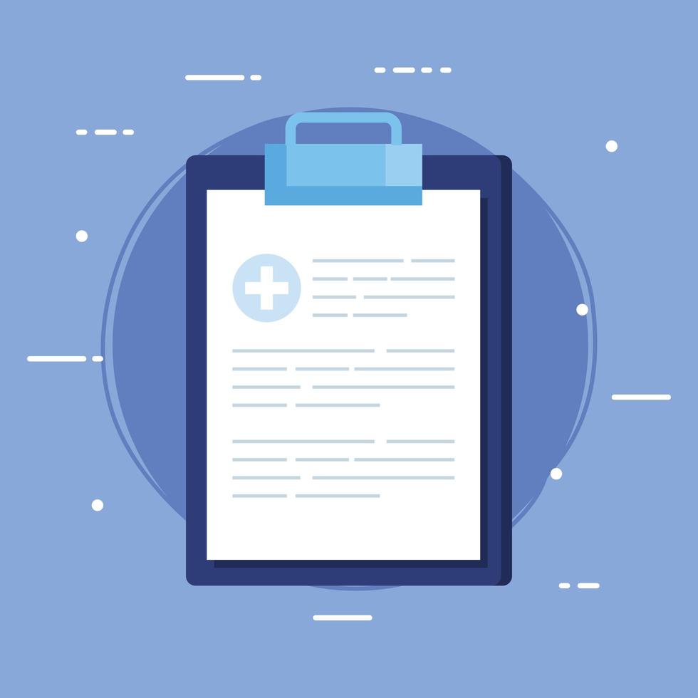 clipboard and paper document with cross symbol health vector