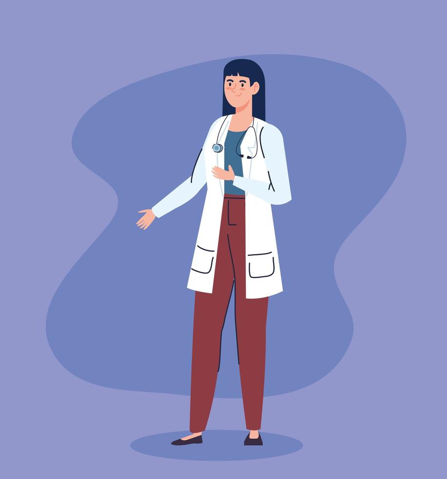 female doctor with stethoscope avatar character vector