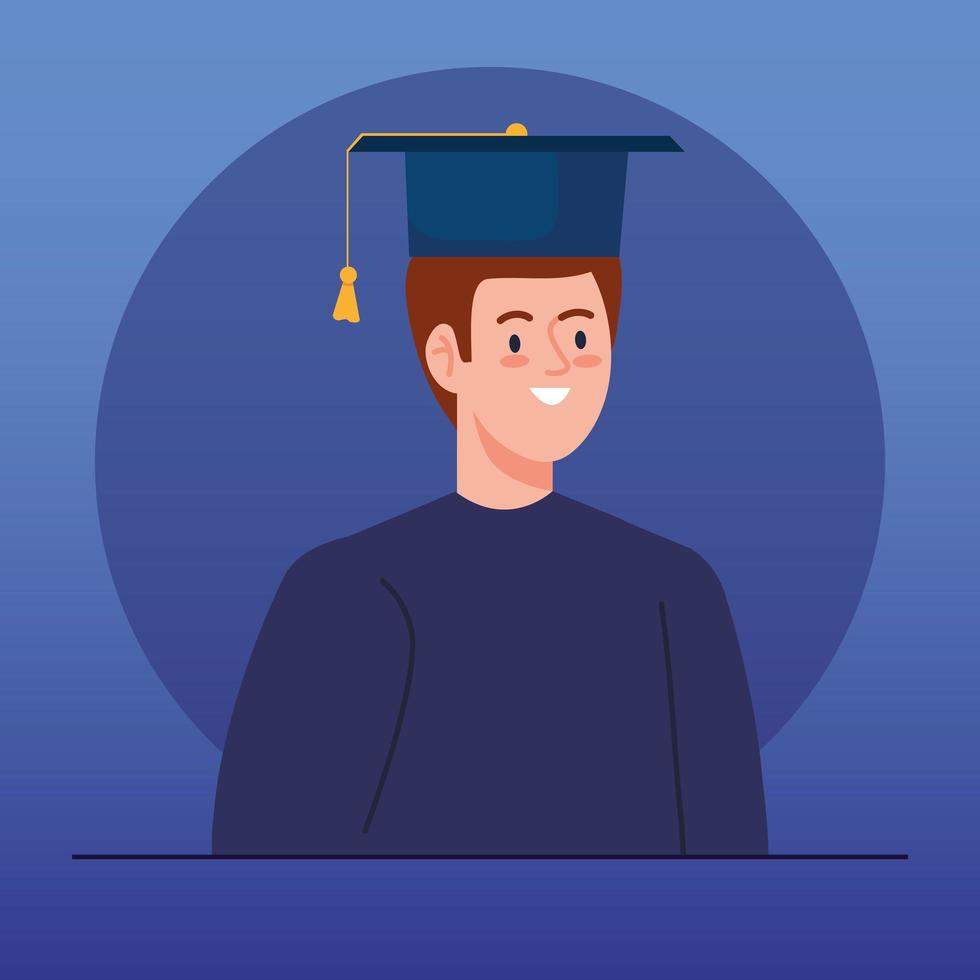 Happy young man with graduation hat vector