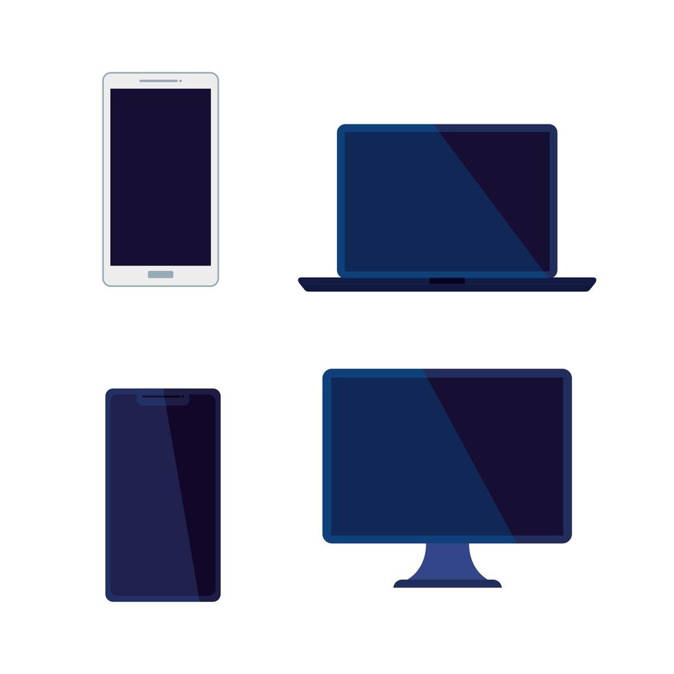 set of electronic devices icons vector