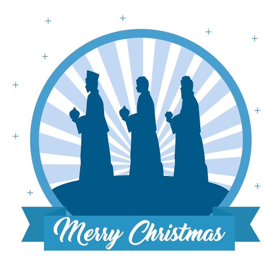 Merry Christmas and nativity with the three Magi vector