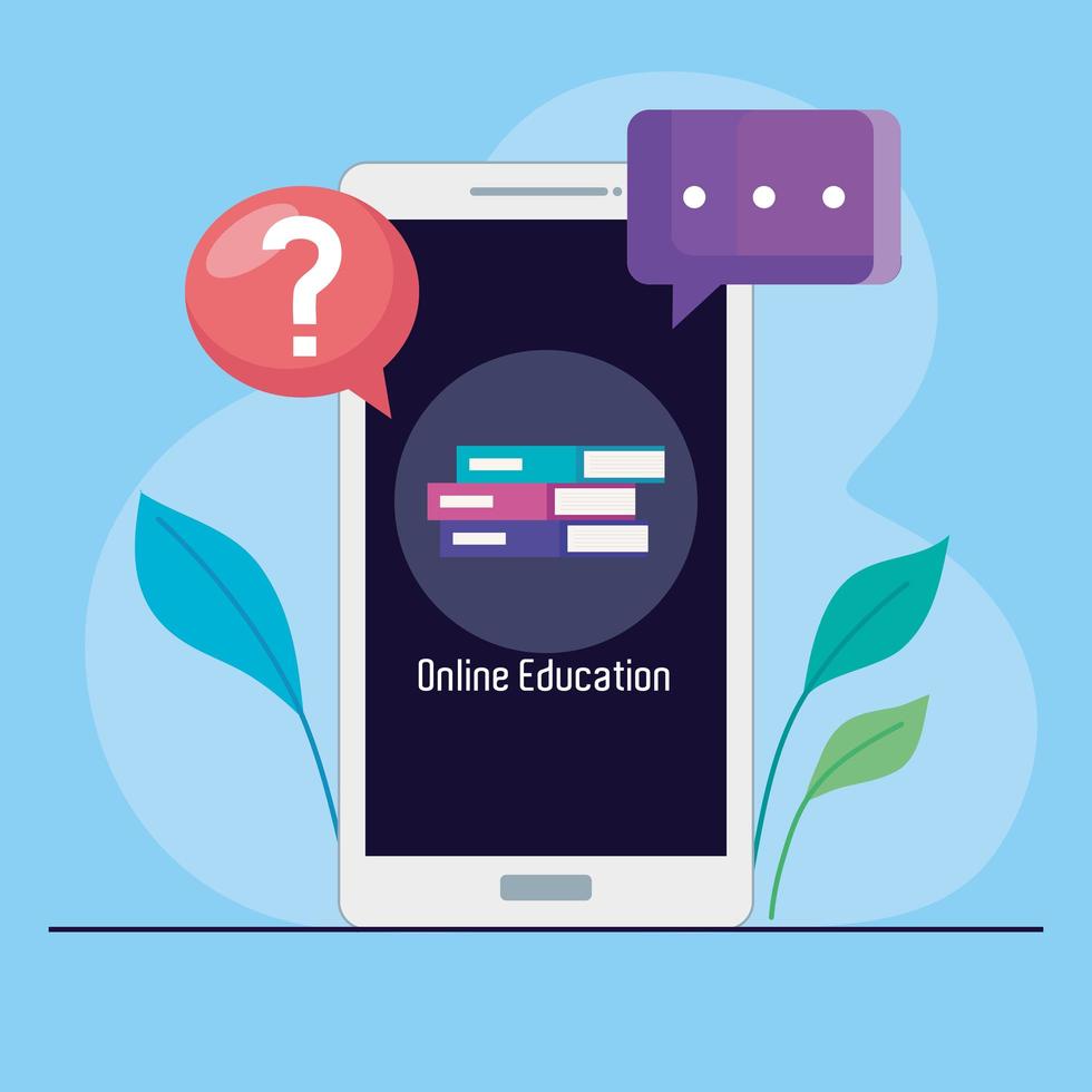 Online education technology with smartphone vector