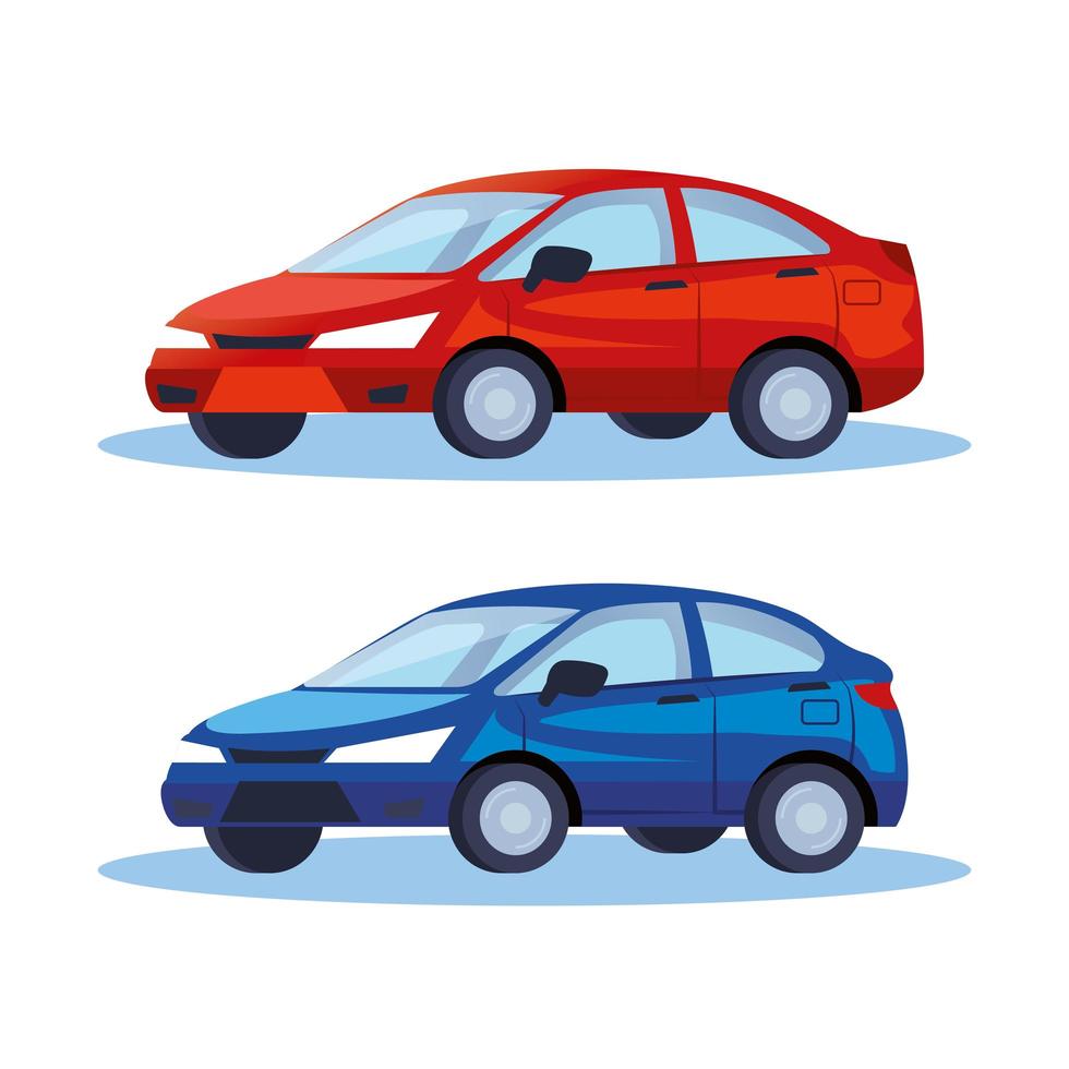 sedan cars vehicles transport icons vector