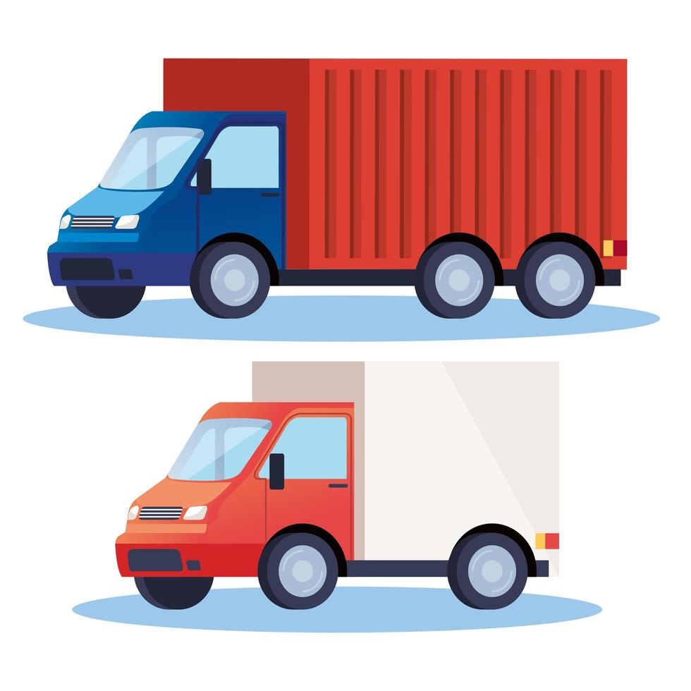 trucks delivery service vehicles icons vector