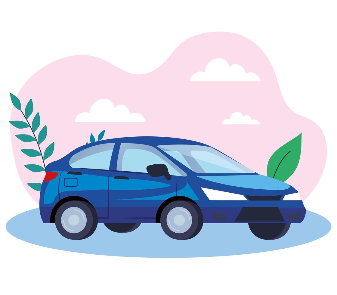 blue sedan car vehicle transportation icon vector