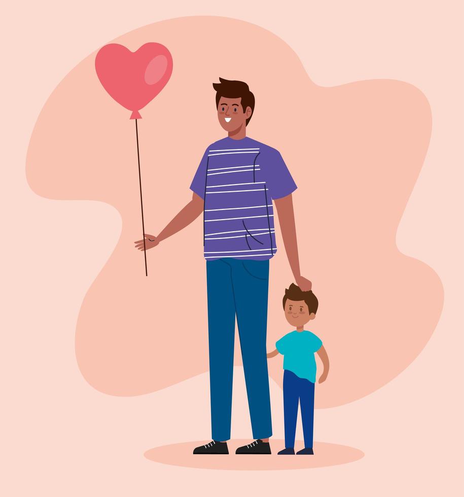 father with son and balloon vector