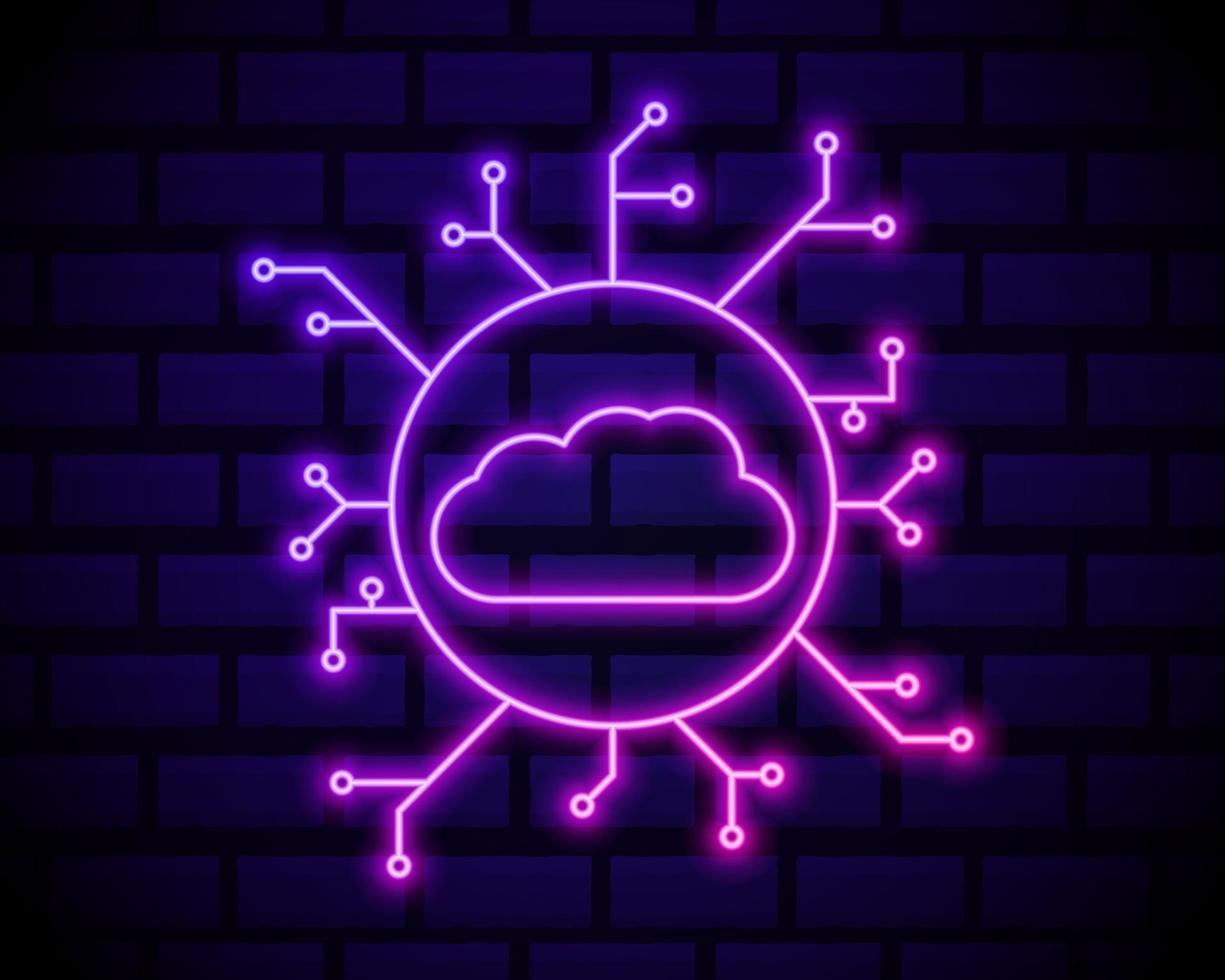 Cloud Storage Safe Neon vector