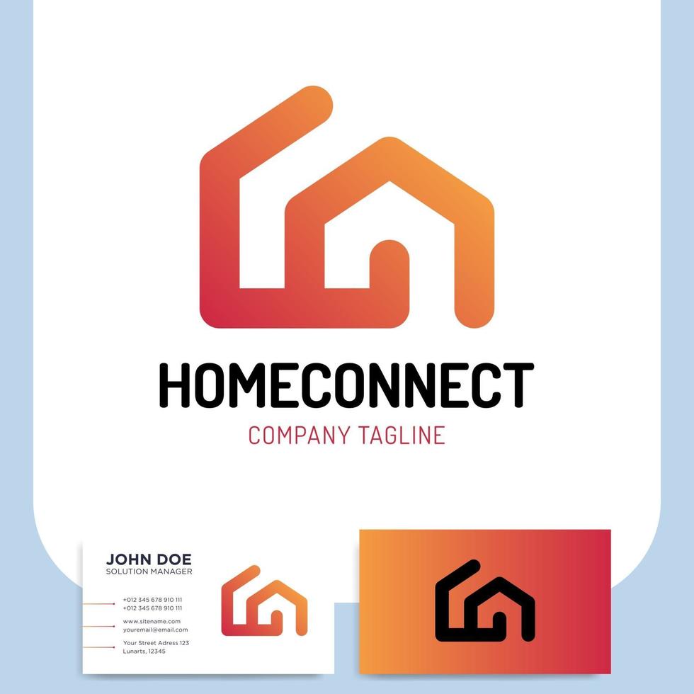 Conexión doméstica o icono de casa inteligente y tarjeta de visita. vector