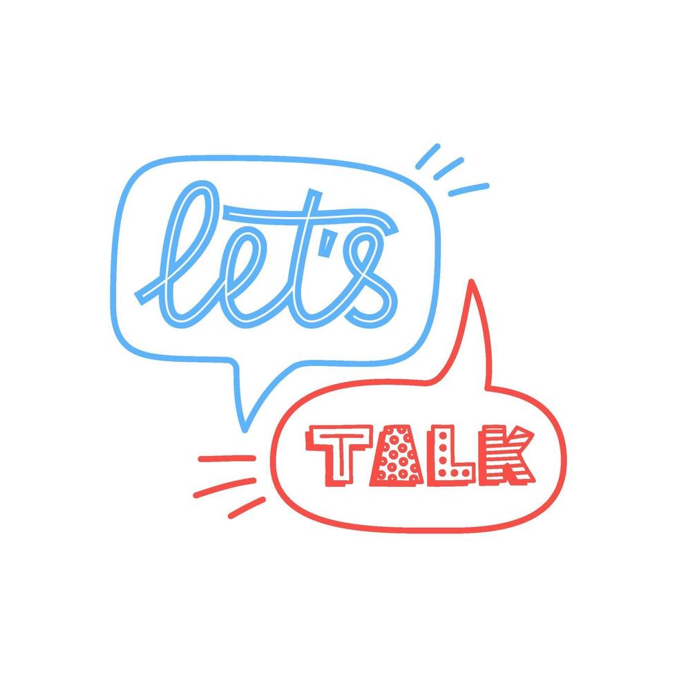 let's talk chat lettering vector
