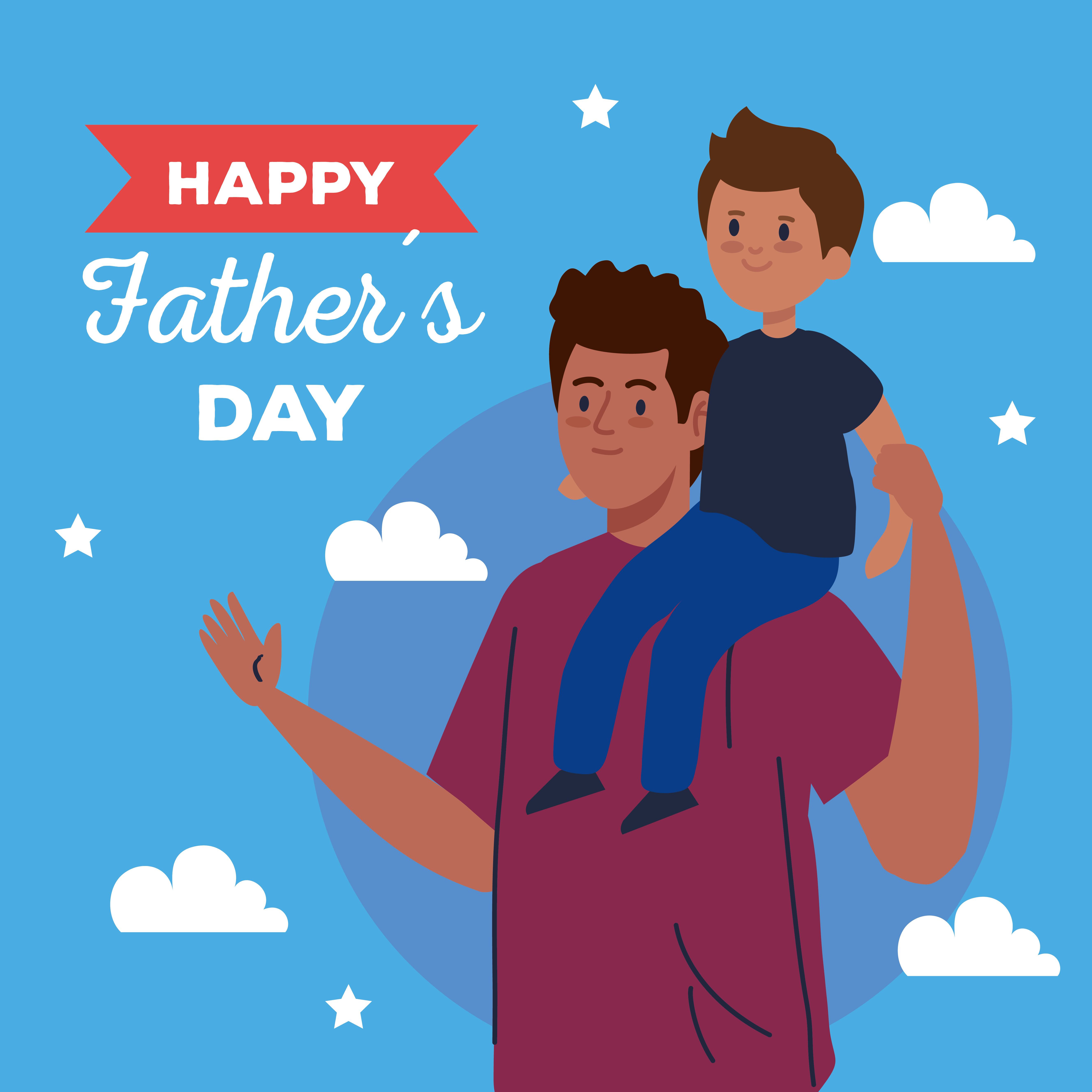 Happy fathers day greeting card with dad carrying his son 2031760 ...