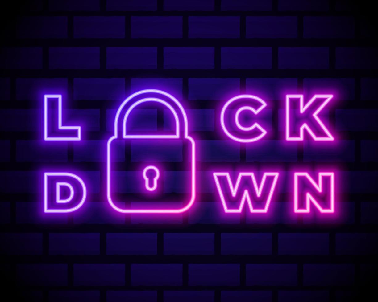 lockdown coronavirus neon padlock vector