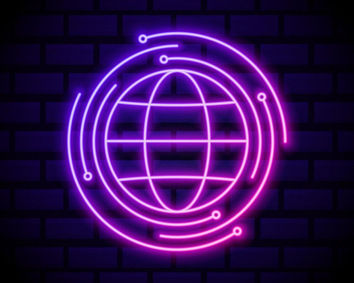 earth satellite neon icon vector