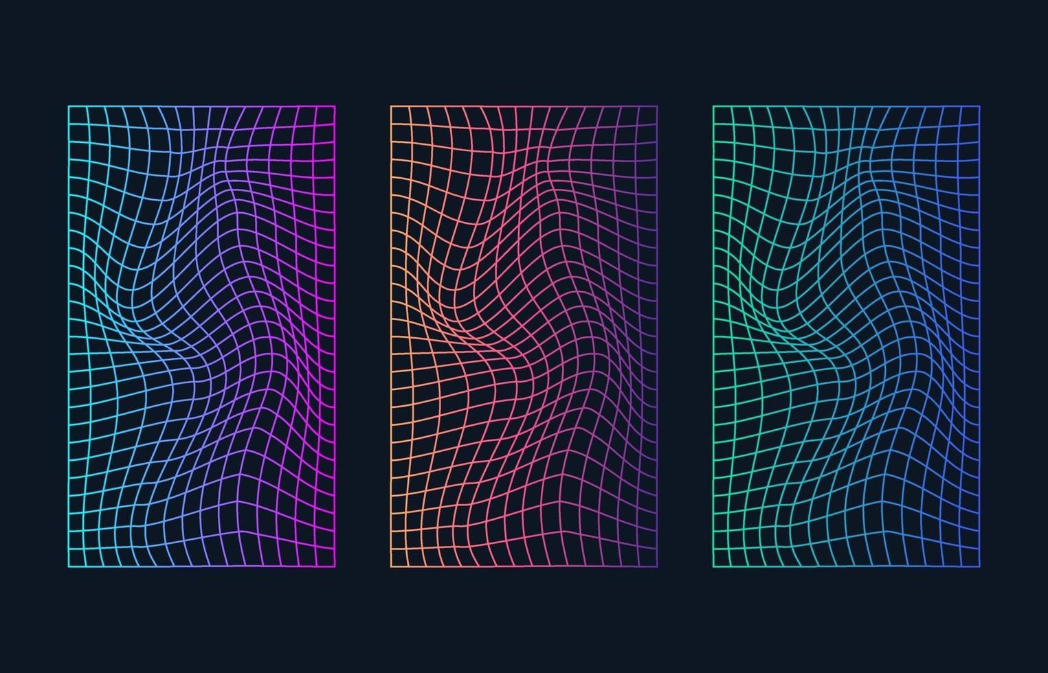 Grid Cyberpunk background Style Set vector