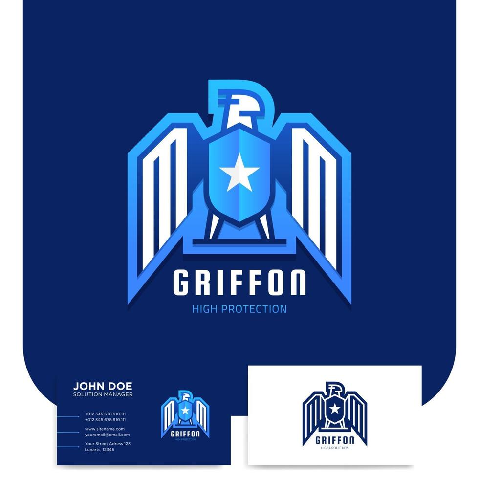 Griffon bird security icon and business card vector