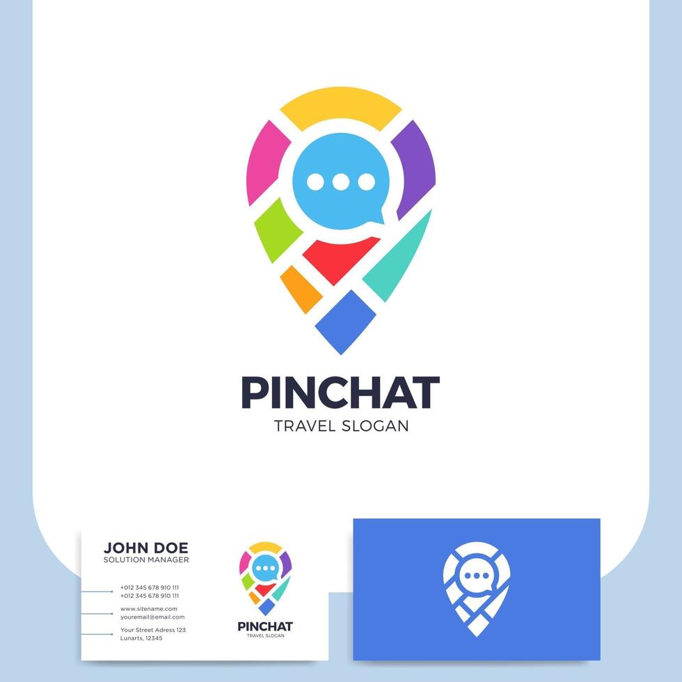 pin city map and chat icon and business card vector