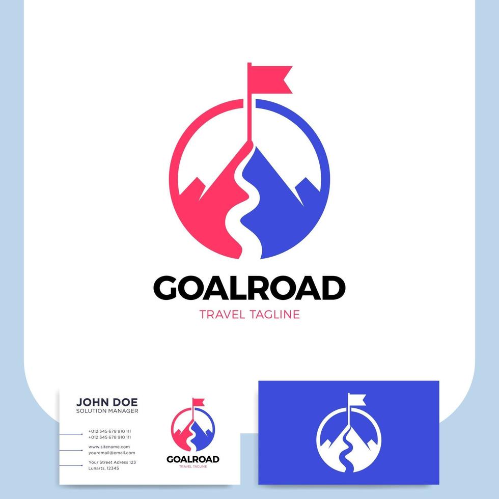 mountain goal trip illustration and business card vector