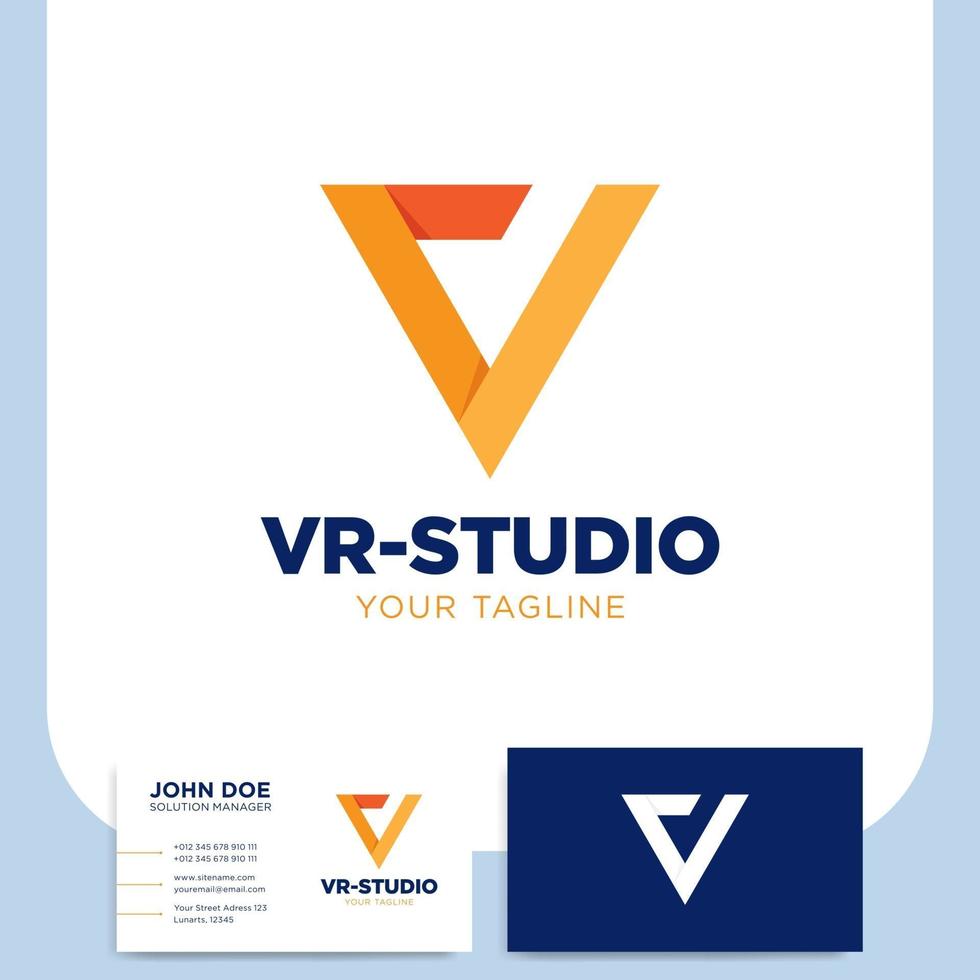 vr studio logotype and business card vector