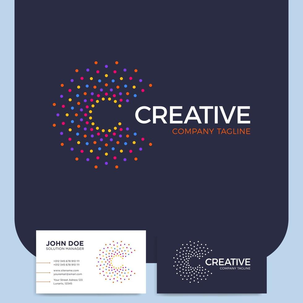 creative letter c and business card vector