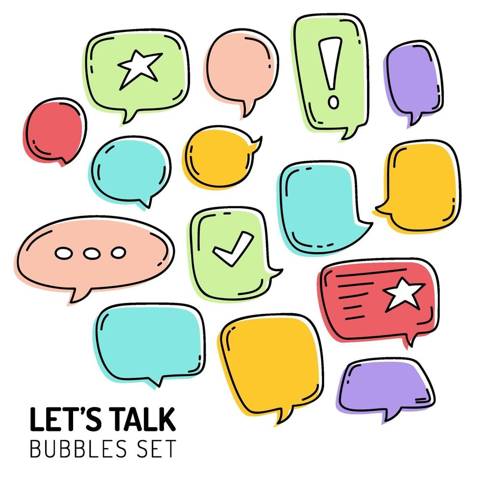 hand draw speech bubble or chat talk icon set vector