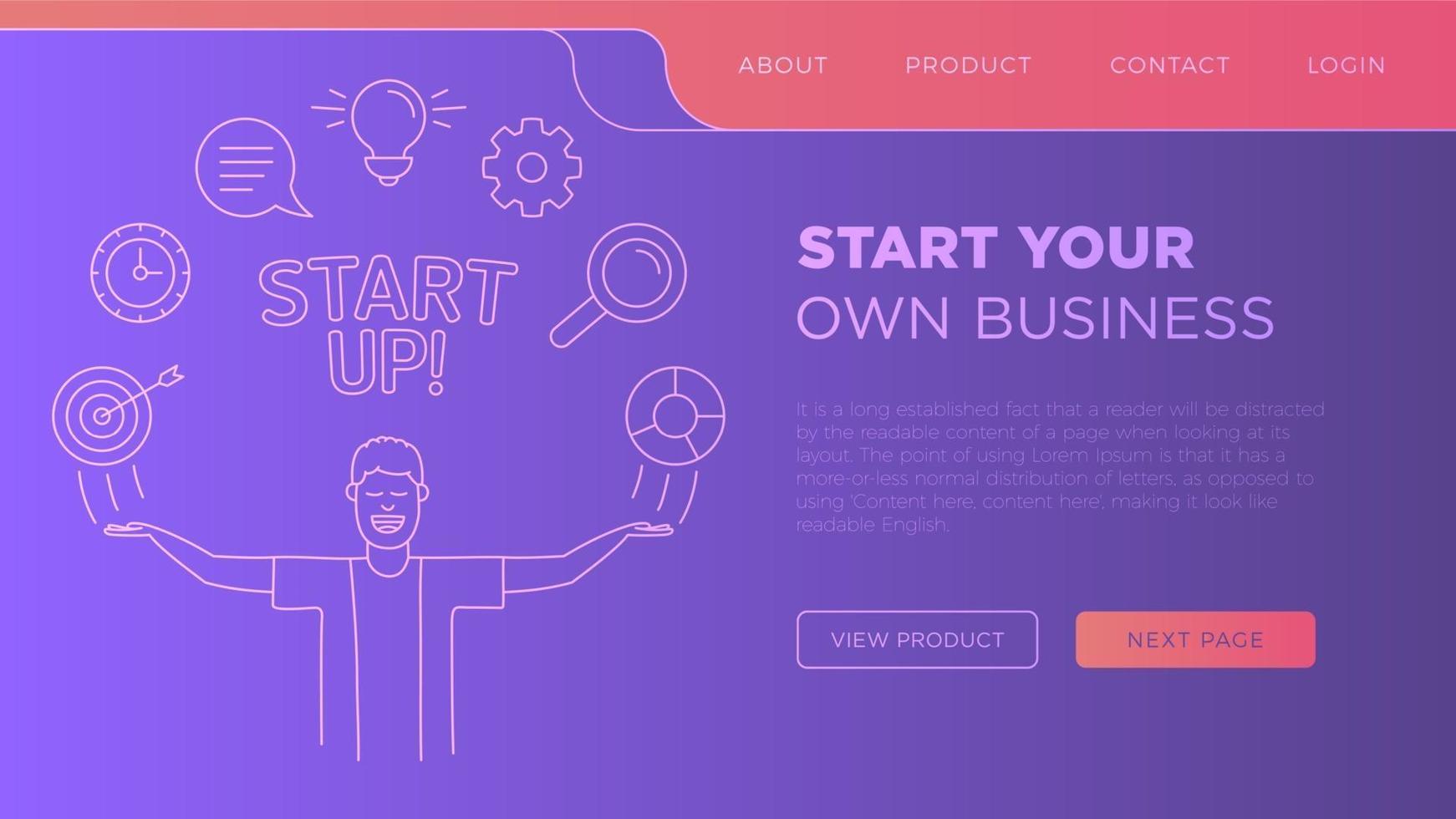 start up landing page illustration vector