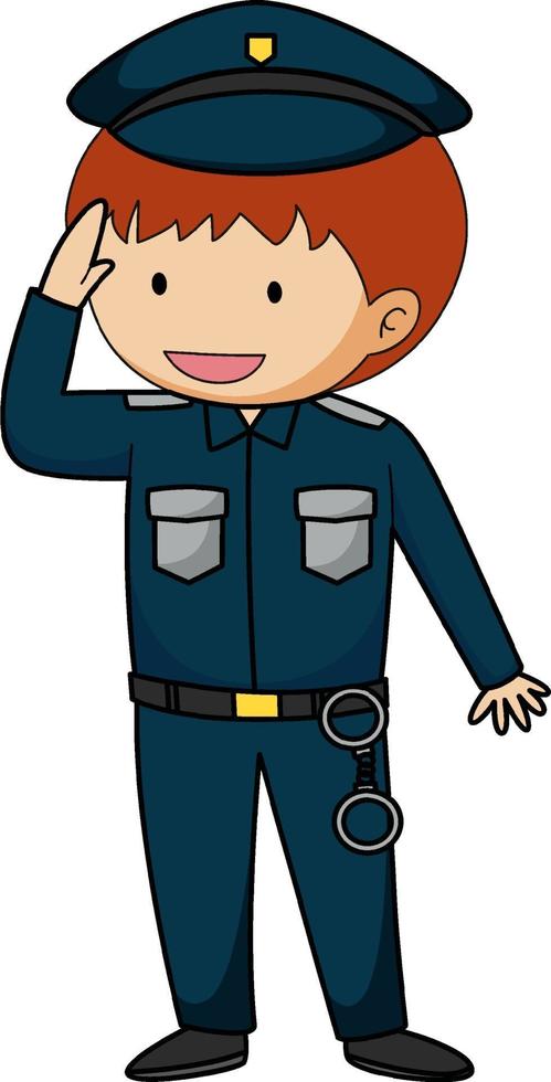 A police officer doodle cartoon character isolated vector