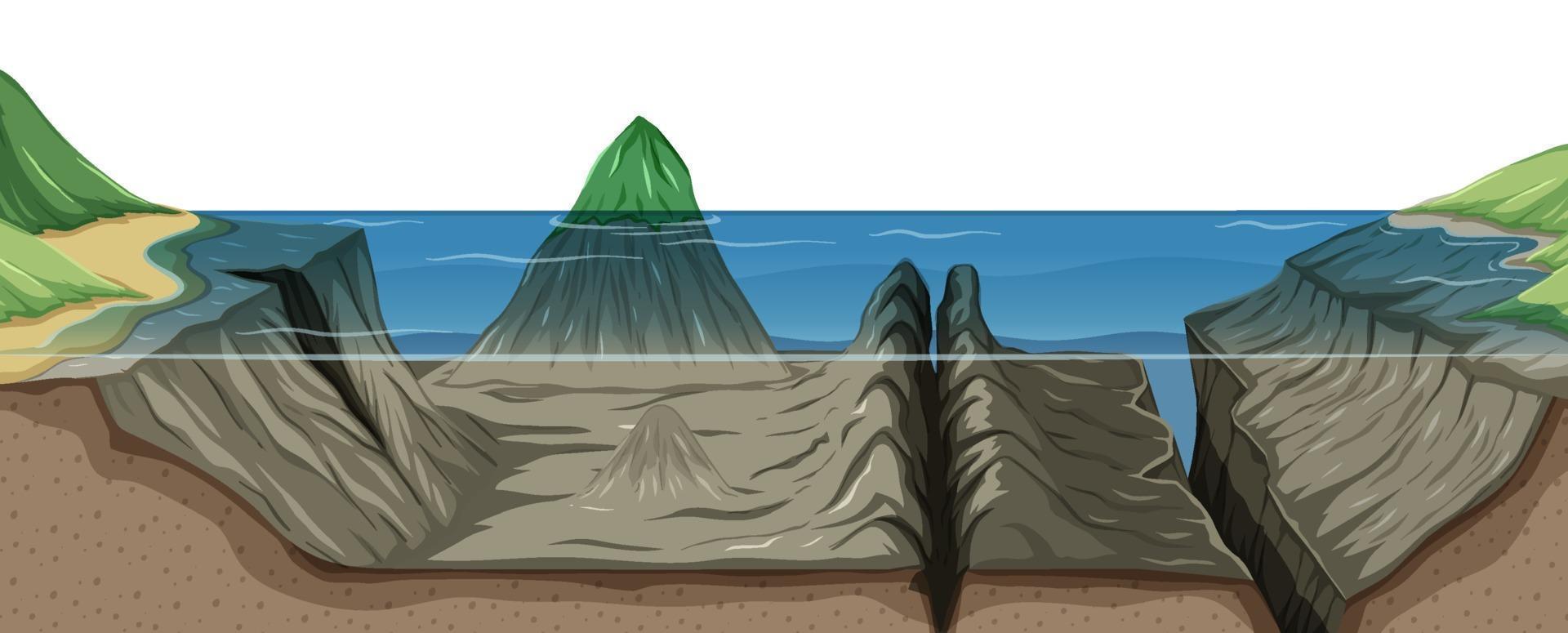 Mariana trench undersea landscape vector