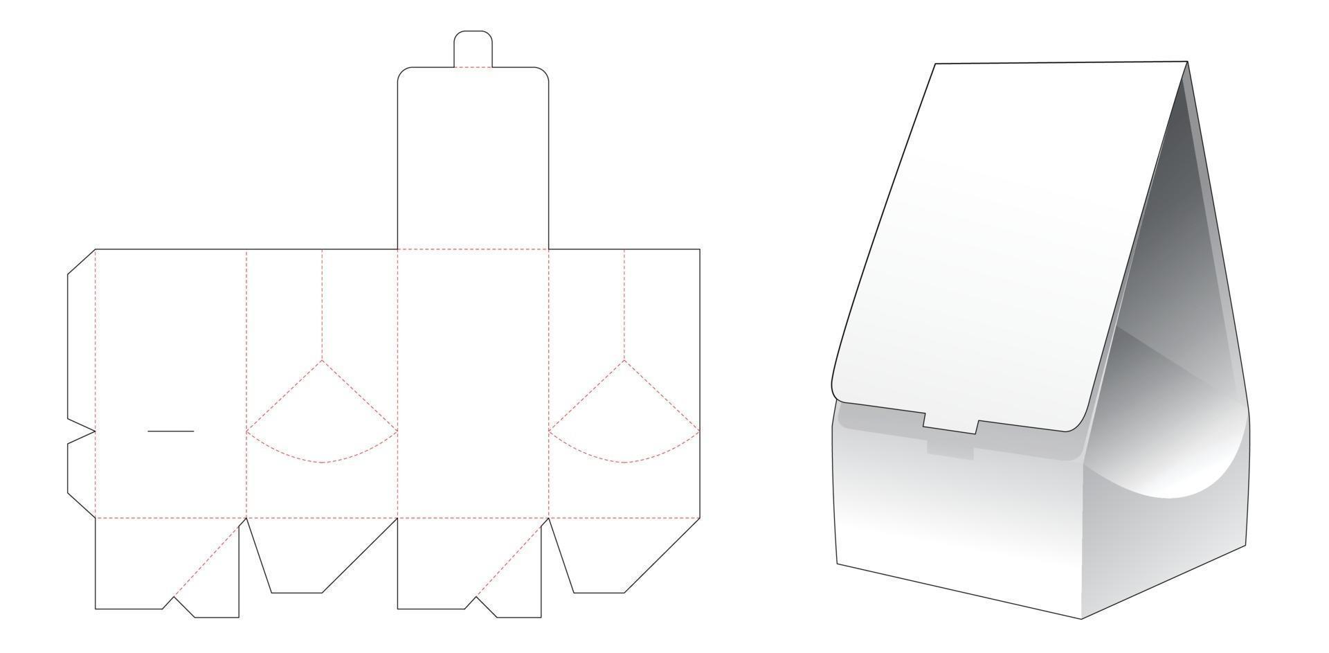 Flip packaging bag with locked point die cut template vector
