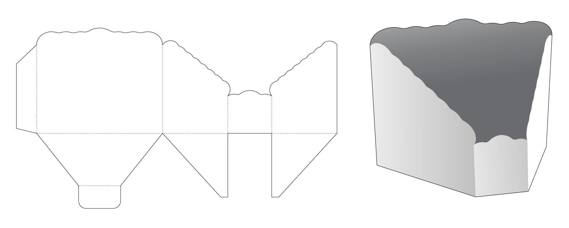 Curved edge prism bowl die cut template vector