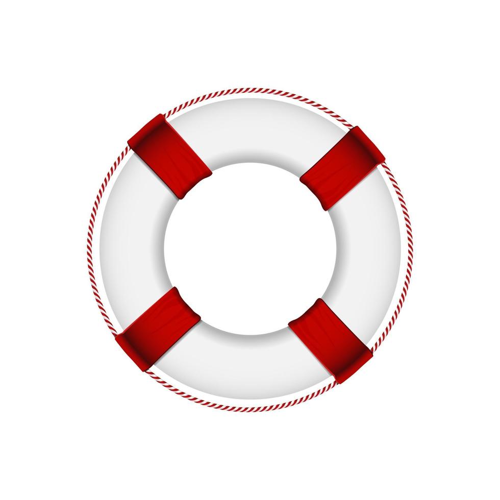 Red and white volumetric Lifebuoy isolated on white background vector