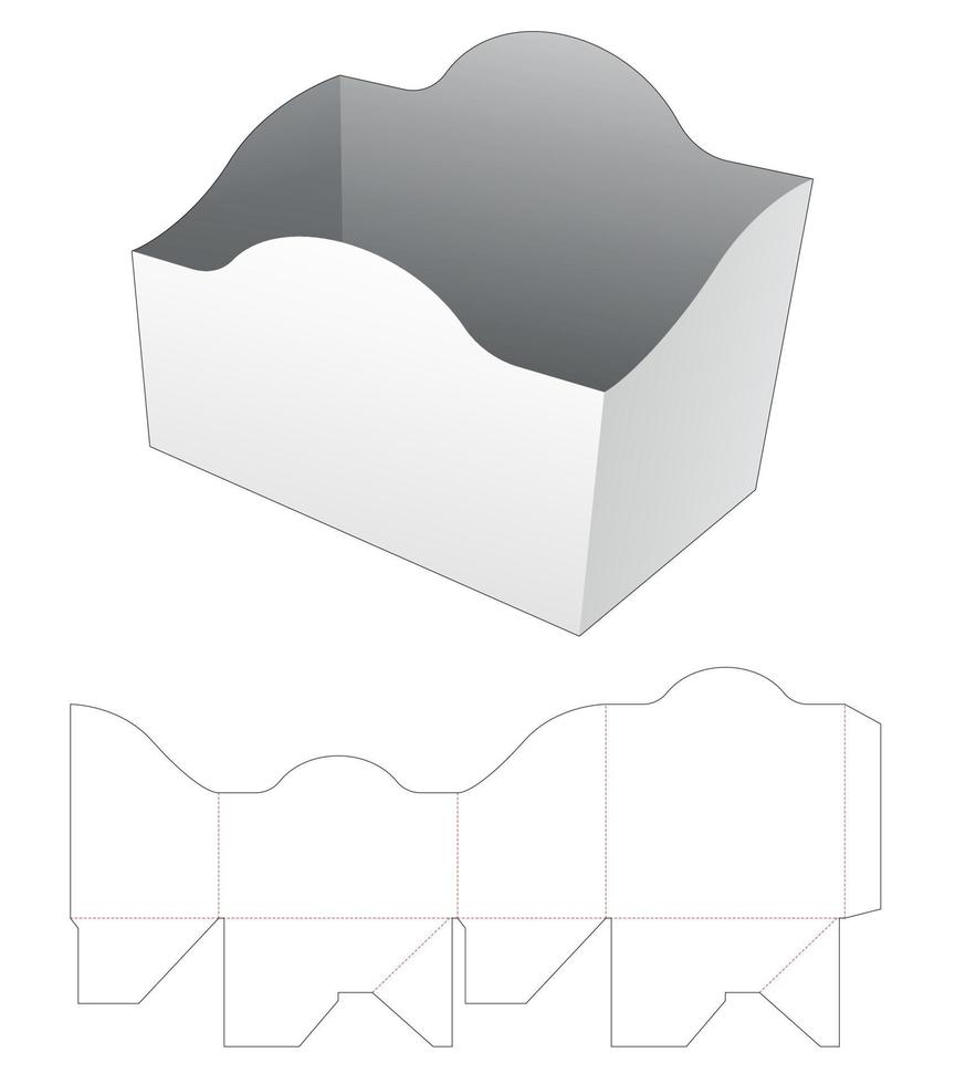 Curved edge storage box die cut template vector