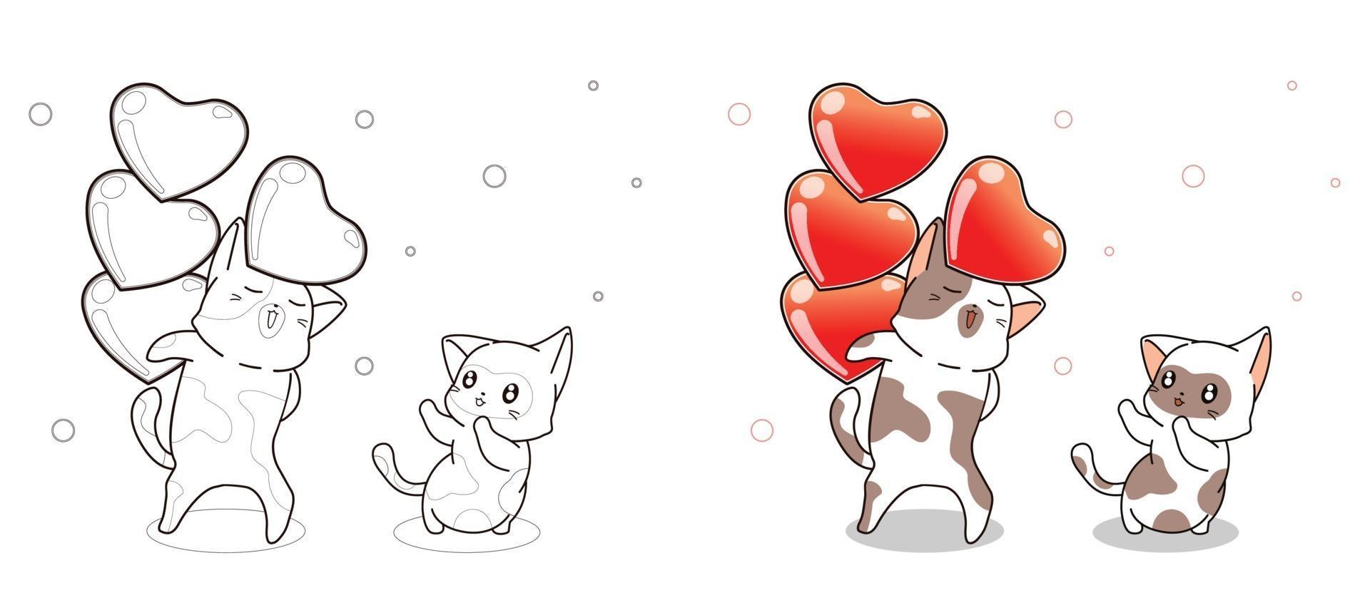 Котик с сердечком рисунок