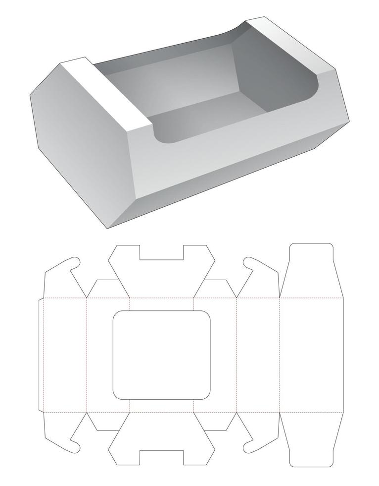 Cardboard chamfered tray die cut template vector