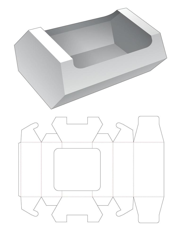 Plantilla troquelada de bandeja biselada de cartón vector