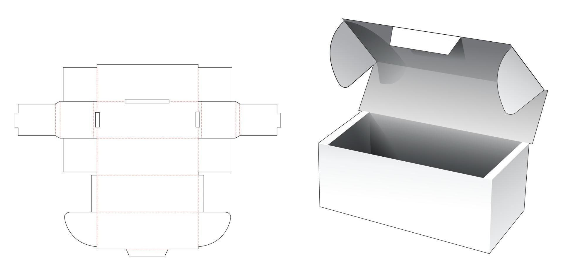 Plantilla troquelada de caja de punto cerrado y tapa corrugada vector