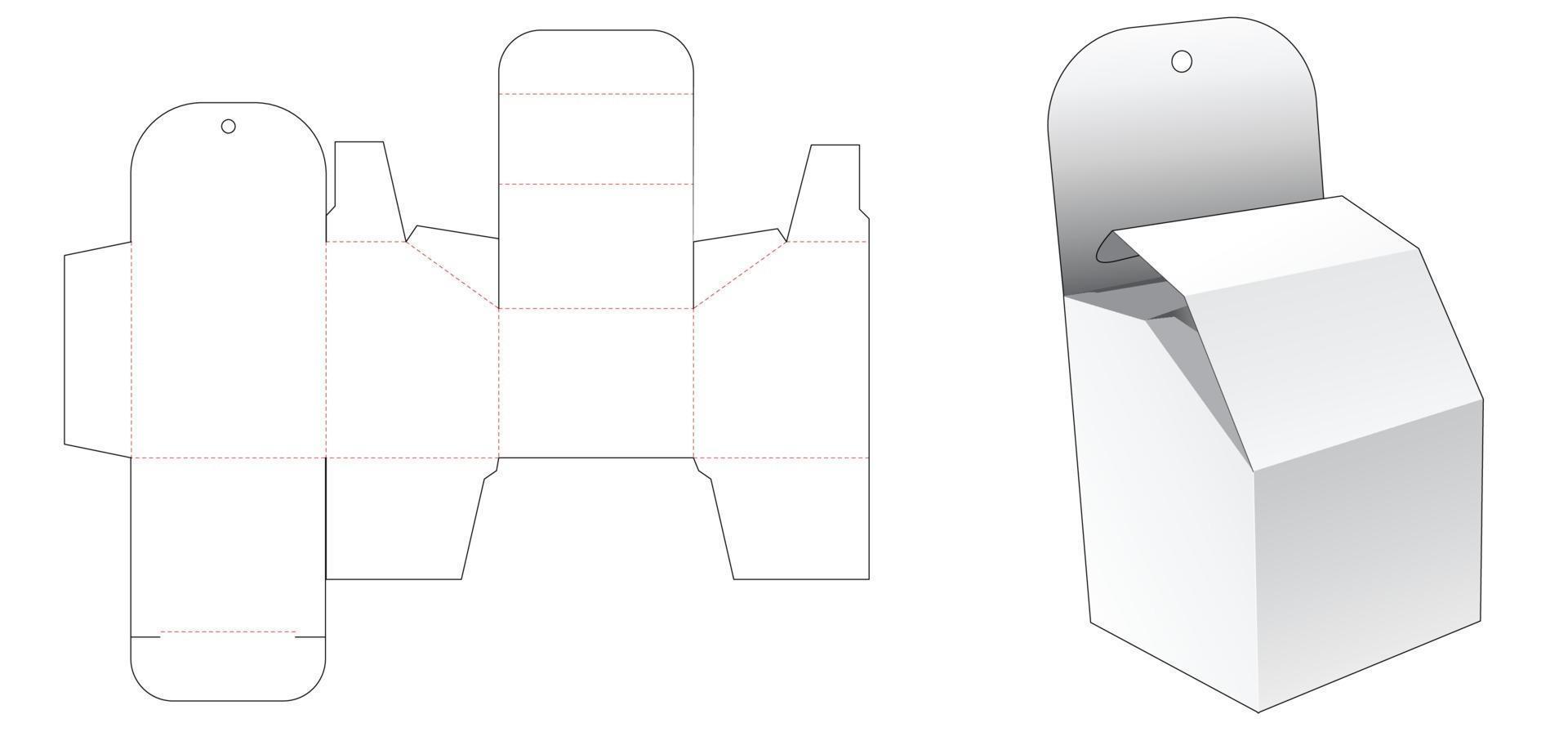 plantilla troquelada de la caja de embalaje biselada del agujero colgante vector