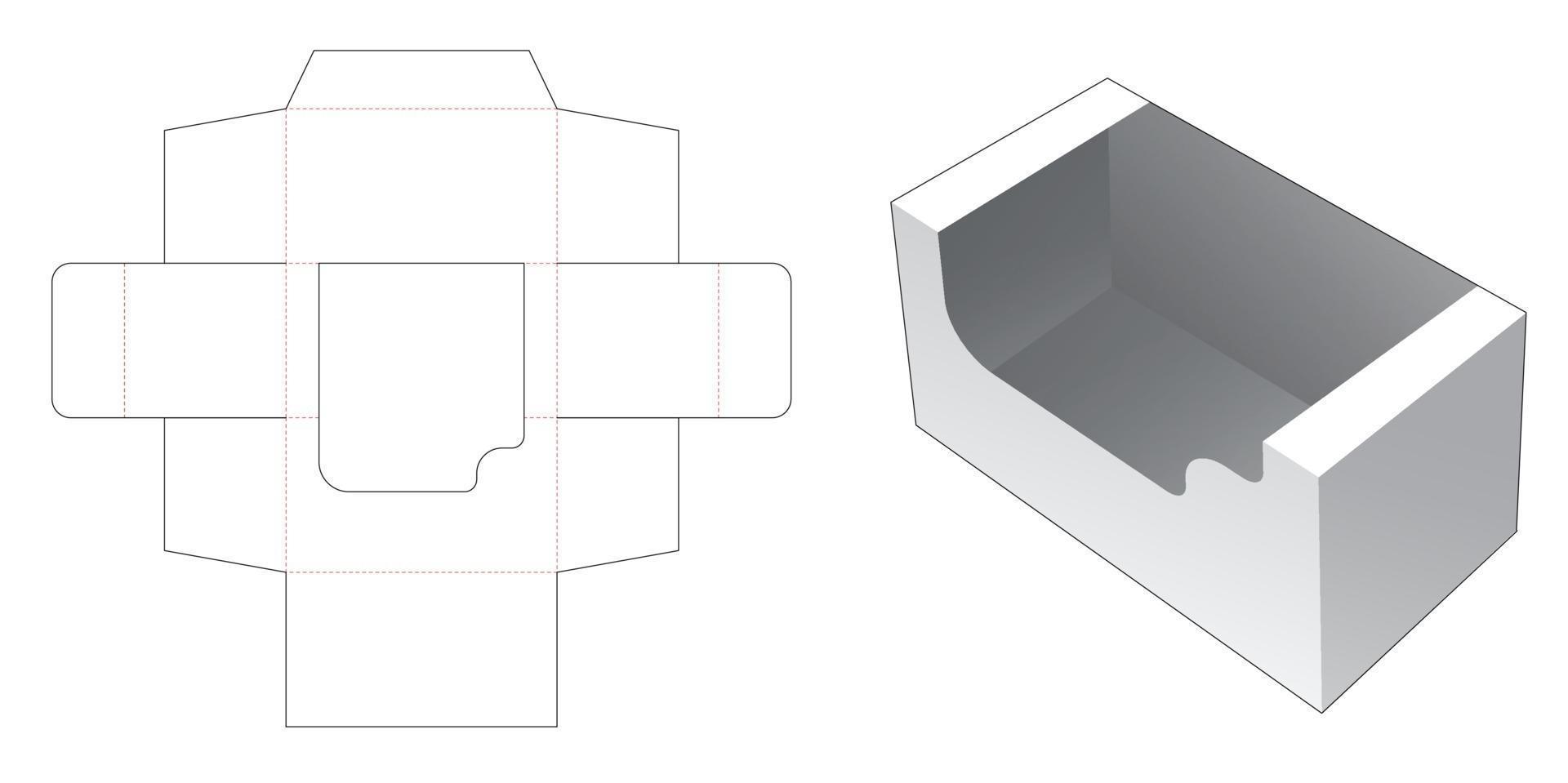 caja de almacenamiento con plantilla troquelada de borde curvo vector