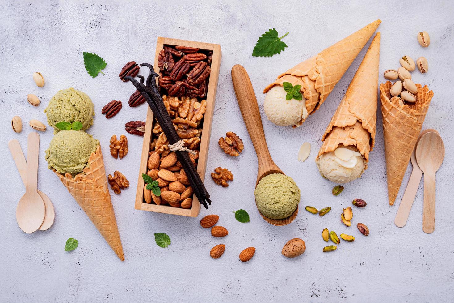 Nuts and ice cream photo