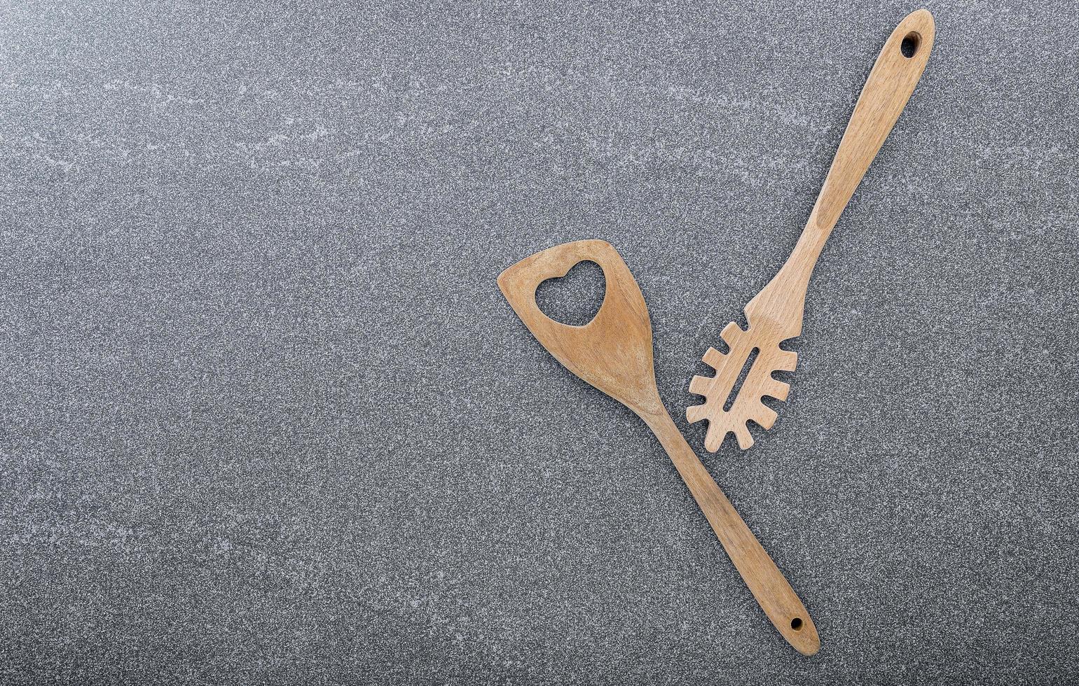 Wood utensils on concrete photo