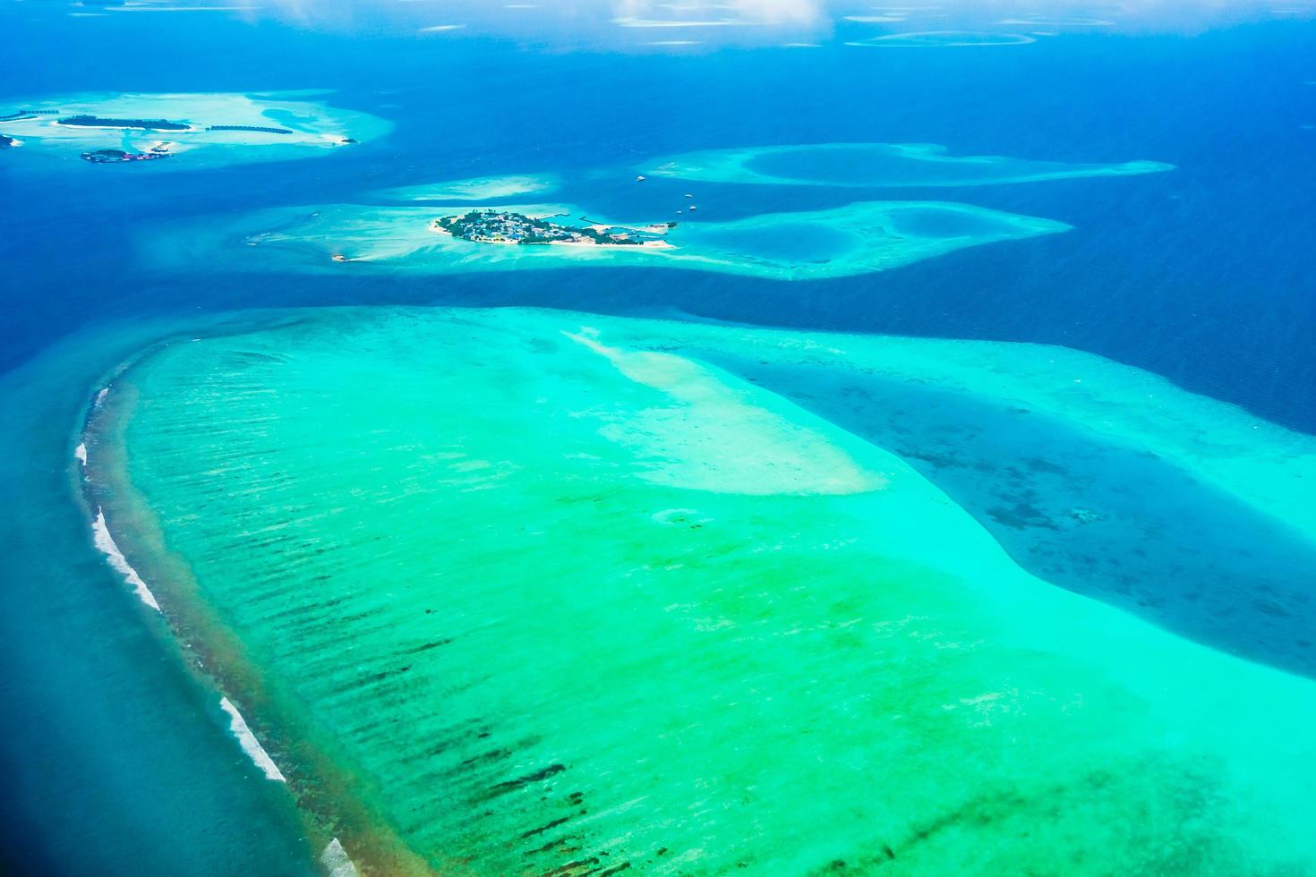 Aerial view of the Maldive islands photo