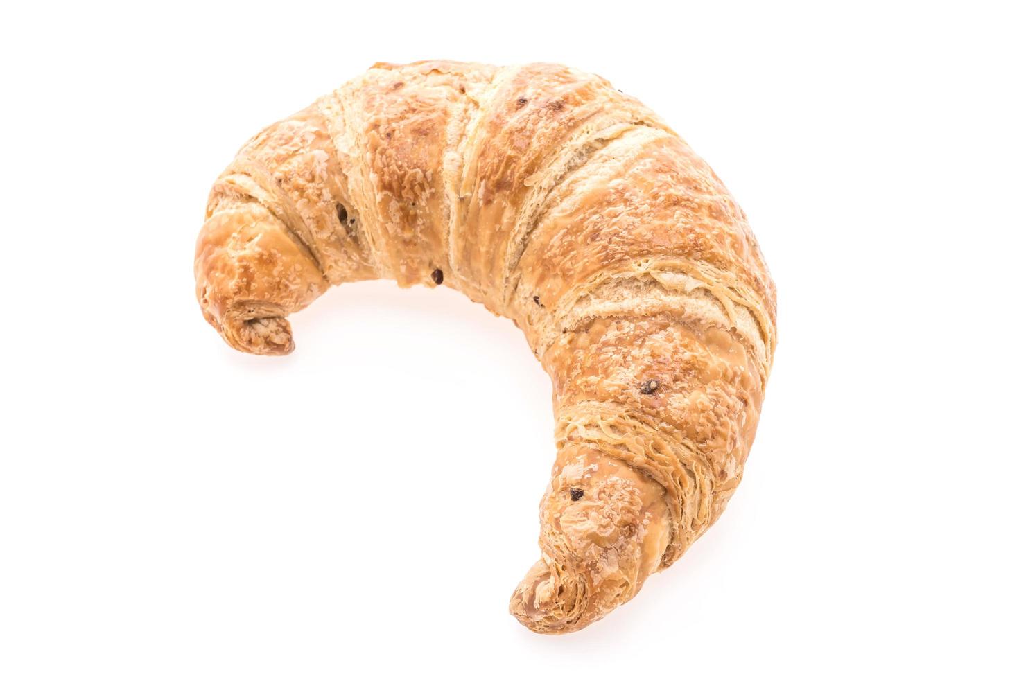 Croissants de mantequilla francesa sobre fondo blanco. foto