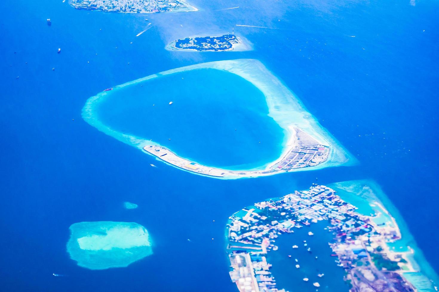 Aerial view of the Maldive islands photo