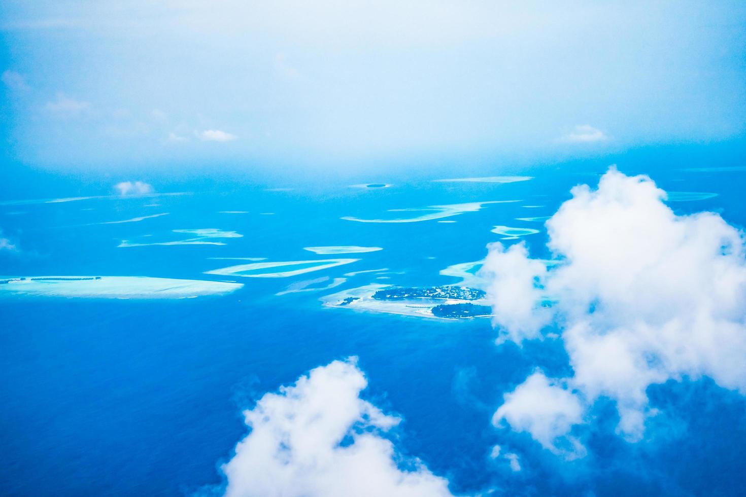 Aerial view of the Maldive islands photo