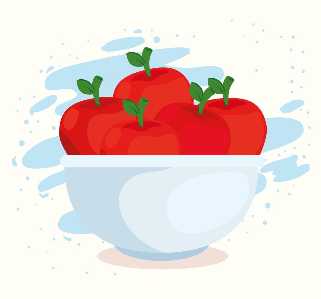 vegan food concept with fresh and healthy apples in a bowl vector