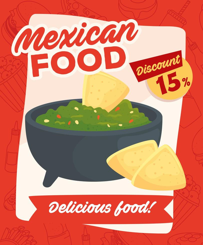 cartel de comida mexicana con descuento vector