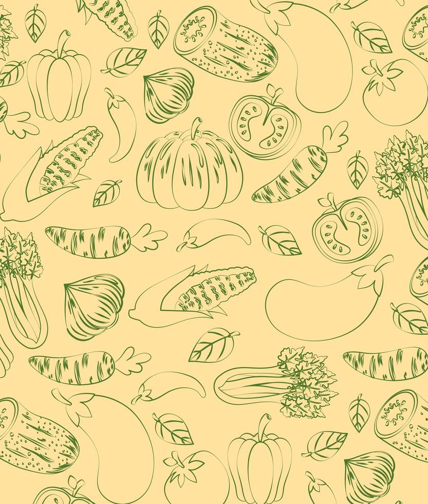 Fresh veggies pattern background vector