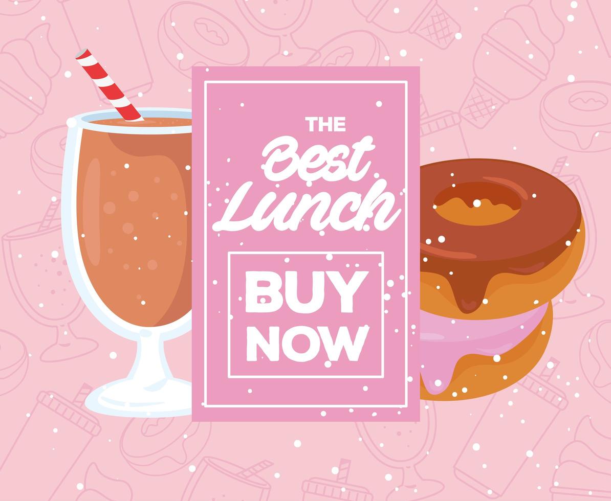 Fast food poster with beverage and donuts vector