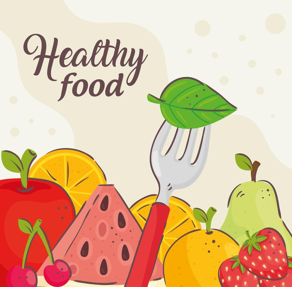 banner de comida sana con frutas frescas vector