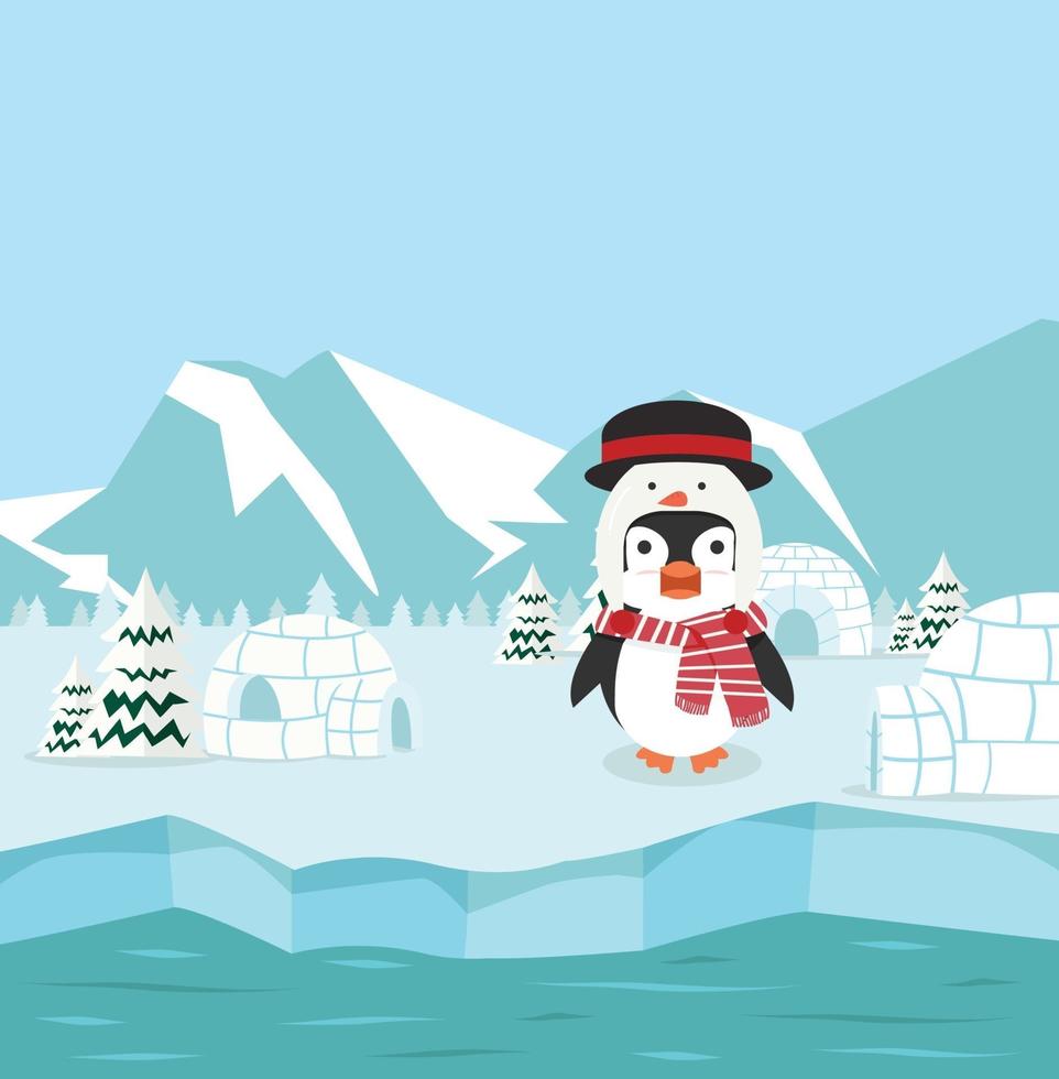 Penguins in north pole vector