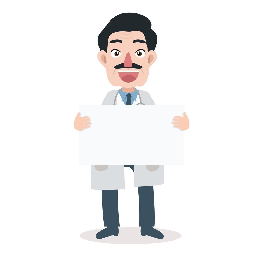 man doctor holding a blank sign vector