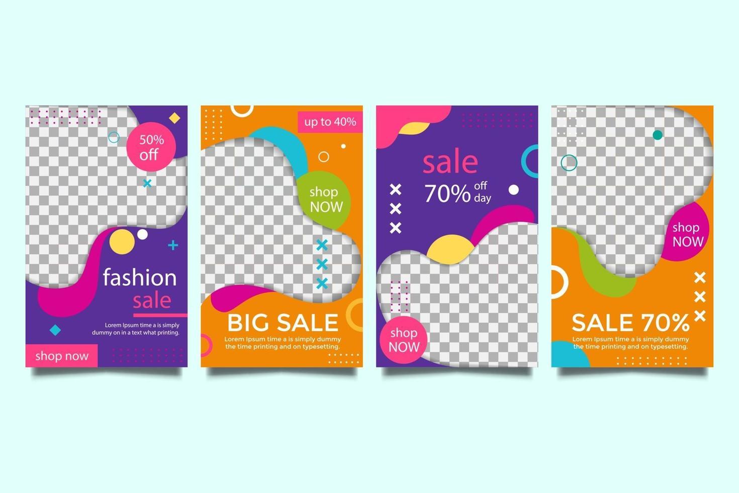 Promo Sale Social media post and story collection templates set vector